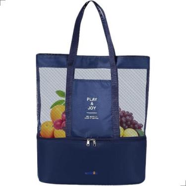Imagem de Bolsa De Praia Trichique Verão Telada Piscina Piquenique, Azul, Escuro