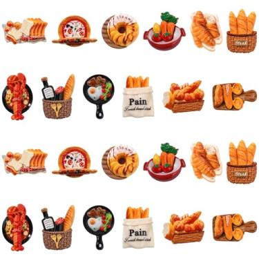 Imagem de Stiesy 60 peças, 12 estilos, imitação de resina, amuletos de geleca de comida, sem orifícios, contas planas, baguete, torradas, bolo, forma de forno, contas em forma de forno a granel, para alfinetes