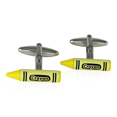 Imagem de Abotoaduras de giz de cera amarelas Cuff-Daddy com caixa de apresentação