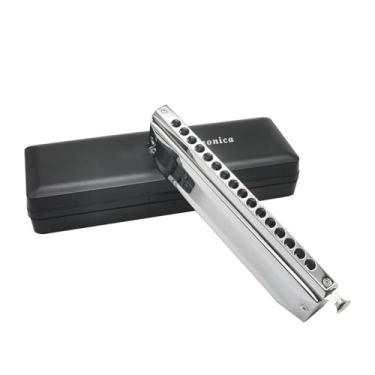 Imagem de Para Iniciantes harmônica 16 Buracos 64 Tons Gaita Cromática Instrumento Musical De Alta Qualidade Acordeão Bocal Órgão Harpa(Square)
