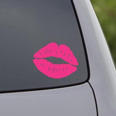 Imagem de Adesivo de lábio de caveira Kiss Mark adesivo engraçado para carro caminhão janela para-choque rosa