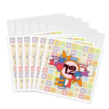 Imagem de 3dRose Happy Birthday menina de 12 anos com tema divertido de scrapbook e pastéis – Cartões comemorativos, 15,24 cm x 15,24 cm, conjunto de 6 (gc_245291_1)