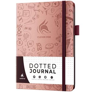 Imagem de Clever Fox Caderno pontilhado 2.0 – Caderno compacto de planejamento e esboço com grade de pontos de 120 g/m² de espessura, papel antisangria – Agenda com laço de caneta, bolso, fitas, adesivos A5 -