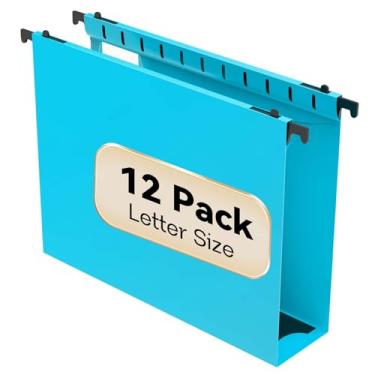 Imagem de Nordun Pasta de arquivo de plástico para pendurar, capacidade extra, pacote com 12 pastas suspensas reforçadas com expansão de 5 cm, tamanho carta de pastas de armário de arquivo, organizador de
