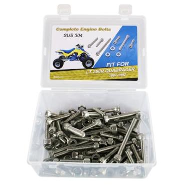 Imagem de Xitomer Kit de parafusos ATV SUS304 125 peças M6 M8 Kit de porcas de aço inoxidável compatível com LT 250R QUADRACER 1987-1992 com arruela/contraporca