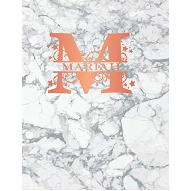 Imagem de Mariah: Personalized Dot Grid Bullet Notebook for Women or Girls. Monogram Initial M. White Marble & Rose Gold Cover. 8.5" x 11" 110 Pages Dotted Journal Diary Paper