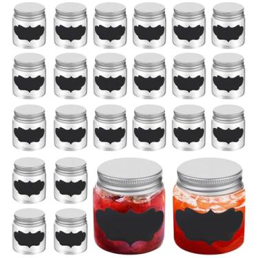 Imagem de Voittozege Mini potes de vidro de 1,7 onças com tampa, 24 frascos de vidro pequenos com tampa e rótulos de 24 peças, potes redondos transparentes, recipientes para alimentos, mini potes de e