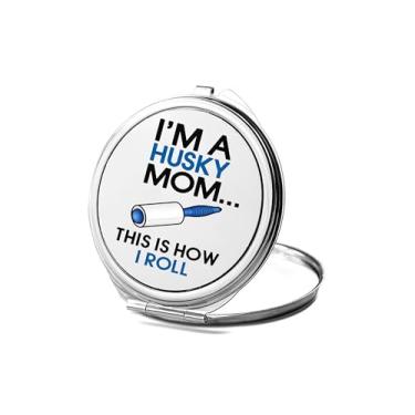 Imagem de SpreadPassion Espelho compacto I'm a Husky Mom, presente Husky Mom, espelho fotográfico Husky Mom, espelho de maquiagem de viagem pequeno espelho portátil, espelho de bolso portátil, ideia de