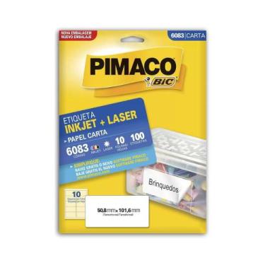 Imagem de Etiqueta Pimaco Carta Inkjet E Laser 6083 Com 100 Unidades