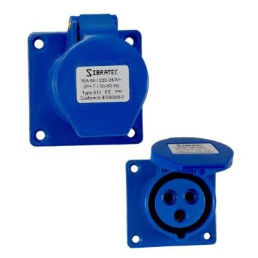 Imagem de Tomada de Embutir Industrial - 220V Azul 2P+T de 6H - 220Vca - 16A Azul