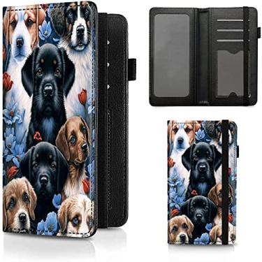 Imagem de BEOTIWAD Capa para talão de cheques, carteira de couro premium com função de bloqueio de RFID para homens e mulheres, Cão adorável, Casual