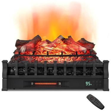 Imagem de Lareira Elétrica Ecológica 26" 66 cm com Controle Remoto, Cama de Brasa de Limão Realista, Termostato, 5 Modos de Chama e Brilho, 110V