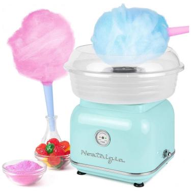 Imagem de Retrô Máquina de Algodão Doce Elétrica Profissional com CLEAR RIM GUARD, 110v, NOSTALGIA CLCM8AQ, Azul