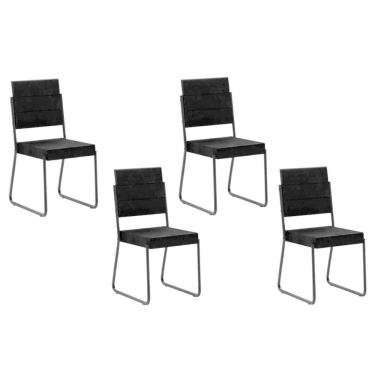 Imagem de Kit 4 Cadeiras Sala Jantar 1736 4 Uni Preto Courano Preto Carraro