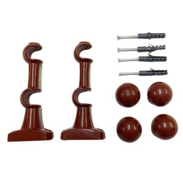 Imagem de Kit de Suporte Para Cortina Varão Simples Par Com Ponteira Duplo Refor