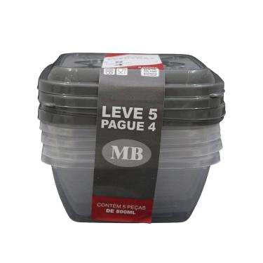 Imagem de Conjunto de Potes Plásticos Mb Everyday com 5 Peças 800ml - Item Variado
