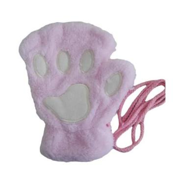 Imagem de Luvas de Pata de Gato Femininas - Macias, Quentes e Sem Dedos, Rosa