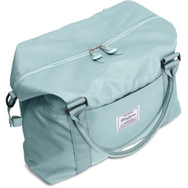 Imagem de Bolsas de viagem femininas, bolsa de mão de viagem para mulheres, bolsa esportiva de ginástica com bolso molhado, bolsa esportiva de treino, bolsa de ombro noturna para laptop de 15,6 polegadas grande azul, Azul, Large, Tendência