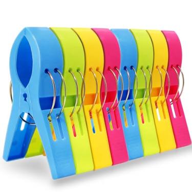 Imagem de ESFUN Pacote com 8 clipes de toalha para cadeira de praia - Cruise Essentials, clipes para cadeira de piscina, grampos de pendurar grandes prendedores de toalha de praia para evitar que sua toalha
