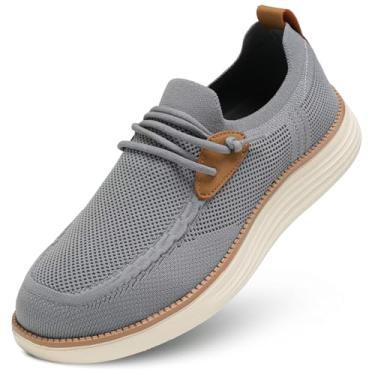 Imagem de Mocassins masculinos, casuais, sem fecho, moderno, para caminhada, tênis, Oxford, trabalho, leve, sola macia, Cinza, 37