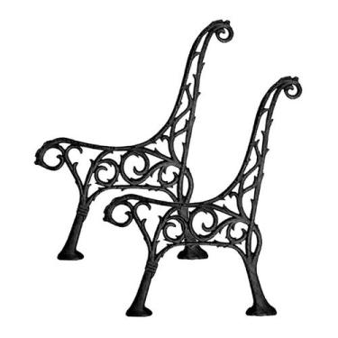Imagem de Par Pé de Banco Praça Jardim Decoração Garden Ferro Fundido - UNICLÁUD