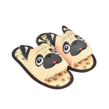 Imagem de Chinelo Pantufa Pug Tradicional Sandalia Sola Antiderrapante Quentinho Feminino Unissex Adultos Conforto Menina (Marrom, BR, Criança de 9 a 12 anos, Faixa Numérico, 35, 36)