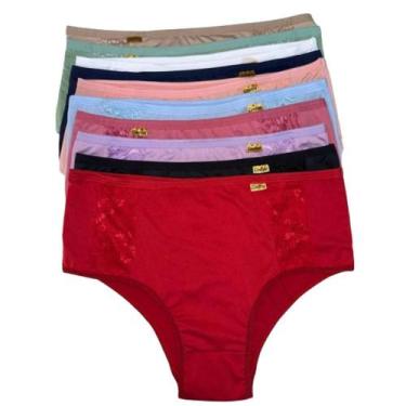 Imagem de Kit 10 Calcinha Calçola Conforto Com Renda Senhora Tangão Cintura Alta
