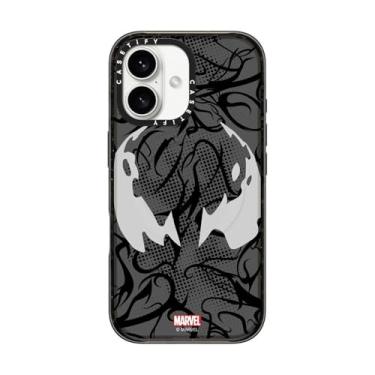 Imagem de CASETiFY Capa Impact para iPhone 16 [Spider-Man Co-Lab / Proteção contra quedas de 2,5 metros/Compatível com Magsafe] - Máscara Venom - Preto Transparente