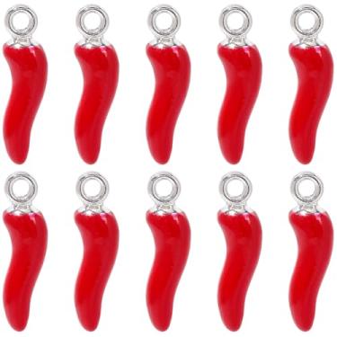 Imagem de SUNNYCLUE 1 caixa com 30 berloques de pimenta vermelha, amuletos de pimenta a granel, liga pequena, esmaltada, pimentas picantes, cinco de maio, pingentes de vegetais de metal para fazer joias,