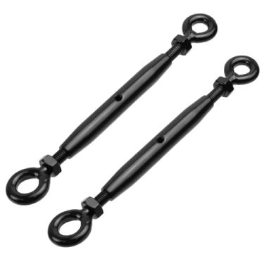 Imagem de Antrader Esticador de olho e olho, 2 peças M10 Esticador olho a olho para serviço pesado Esticador de cabo de aço inoxidável Esticador preto para tensão de corda de fio