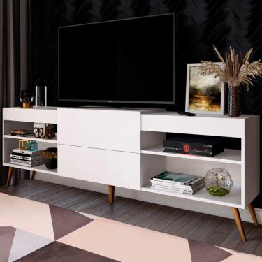 Imagem de Rack para TV Até 55 Polegadas Luiza Diamantina 1 Porta 2 Prateleiras Branco Fosco - Panorama Móveis