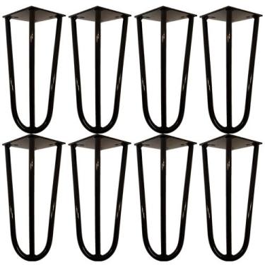 Imagem de Kit 08 Pés de Ferro Aço Hairpin Legs 25 cm Preto A01 Sofá Móveis Mesa 