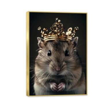 Imagem de Impressão de pôster de pintura de coroa dourada, linda coroa de animal, ratinho pequeno, pôsteres de animais selvagens da África, imagens para decoração de casa de quarto, pronto para pendurar 85 x 60