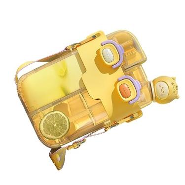 Imagem de Kawaii Plastic Fashion Double Pot Poting Water Bottle Com Alça Ajustável para Viagens Esportivas Ao Ar Livre (Vitalidade Amarelo 780ml)