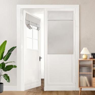 Imagem de Cortinas de porta francesas 100% blackout texturizadas de linho cortinas de janela de porta com isolamento térmico cortinas com a mesma cor e textura em ambos os lados para qualquer cômodo L 66 x C