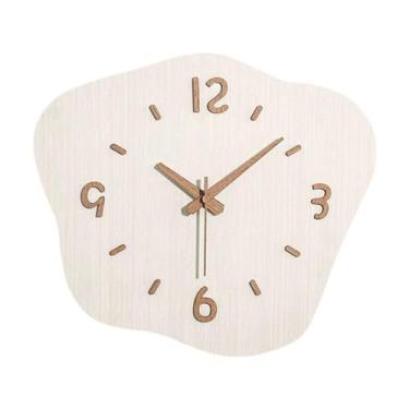 Imagem de Ioensy Relógio de parede decoração de parede artesanato artesanato de moda silenciosa interior relógio irregular pendurado ornamento para apartamento na sala, Branco