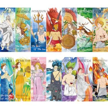 Imagem de Marcadores de livro de mitologia grega, 14 marcadores de livro dos deuses olímpicos, presentes Htabiol da mitologia grega, lembrancinhas de festa dos deuses olímpicos, adequado para sala de aula da