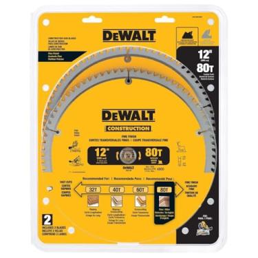 Imagem de DEWALT Lâmina de serra de esquadria, 80 dentes, 30 cm, pacote com 2, aço inoxidável (DW3128P5D80I)