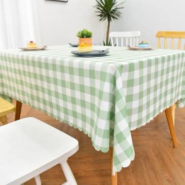 Imagem de Toalhas de mesa guingão para jantar, acampamento, interior e exterior, toalha de mesa limpa à prova de derramamento de óleo para festa/buffet, toalha de mesa retangular para casa de fazenda-verde||180