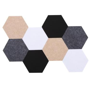 Imagem de Placa de feltro hexagonal, quadro de avisos DIY autoadesivo, 8 peças, placa de pinos de cortiça de feltro com 20 pinos para decoração de parede, memorandos, fotos, exibição de notas (cores clássicas)