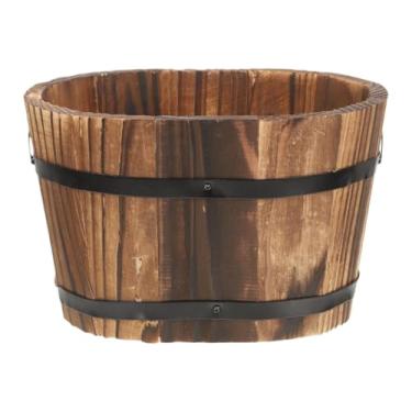 Imagem de Gralara Plantador de cano de flor de flor de madeira com orifício de drenagem Recipiente de planta versátil decorativa, Size M