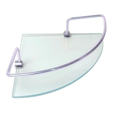 Imagem de Porta Shampoo De Canto Cromado Grade Com Vidro P/ Banheiro - Montelar 