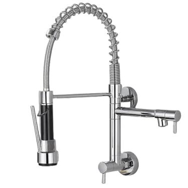 Imagem de YESOP Torneira Cozinha Gourmet Monocomando De Parede Água Fria Acabamento Brilhante Cor Cromada