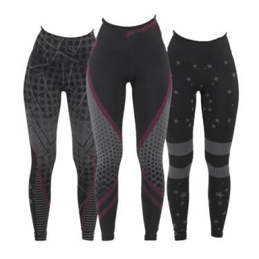 Imagem de Kit com 3 Leggings Mescla Sublimadas Cintura Alta Suplex (M, Maori/Spider/Lua)