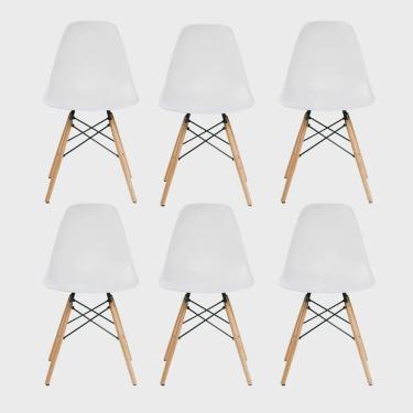 Imagem de Kit 6 Cadeira Decorativa para Sala e Cozinha Garabit Branco G04 - Gran Belo