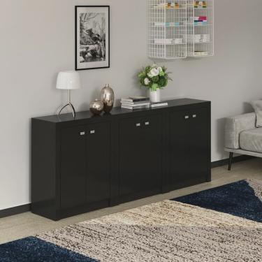 Imagem de Kit 3 Balcões Me4103 com 6 Portas e Prateleira 74,5cmx180cm