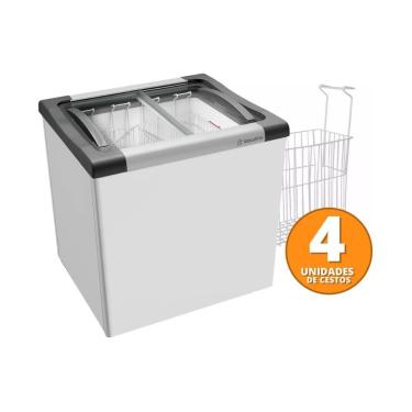 Imagem de Kit - Freezer Horizontal Tampa De Vidro 144 Litros Nf20 - Metalfrio 220v + 4 Cestos Nextgen Branco