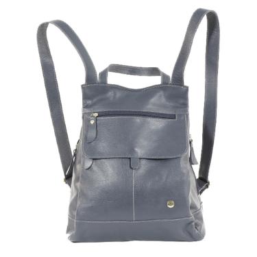 Imagem de Mochila Feminina Anti Furto Notebok Em Couro Legitimo Azul