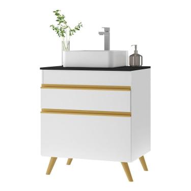 Imagem de Gabinete Banheiro 1 Porta E 1 Gaveta Retrô 70Cm Multimóveis V5024 Branco Branco