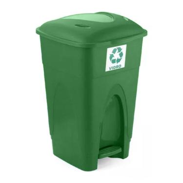 Imagem de Lixeira Cesto Pedal 30l Coleta Seletiva Reciclagem Verde